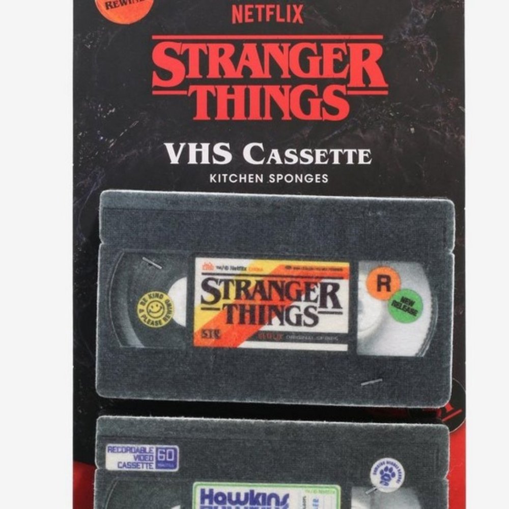 New Stranger Things VHS Cassettes Kitchen Sponge Set